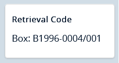 Example of the Retrieval Code box on Discover Archives