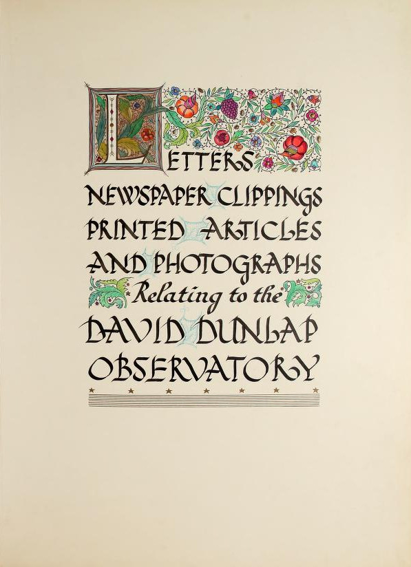 David Dunlap Observatory Scrapbook