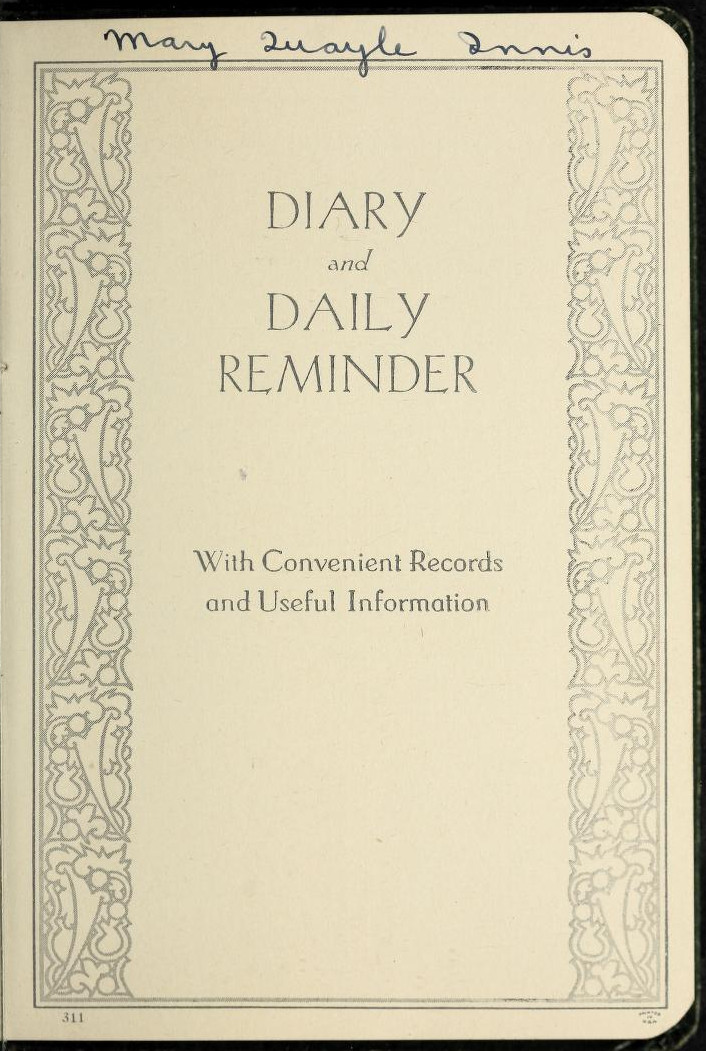 Mary Quayle Innis Personal Diary, 1933